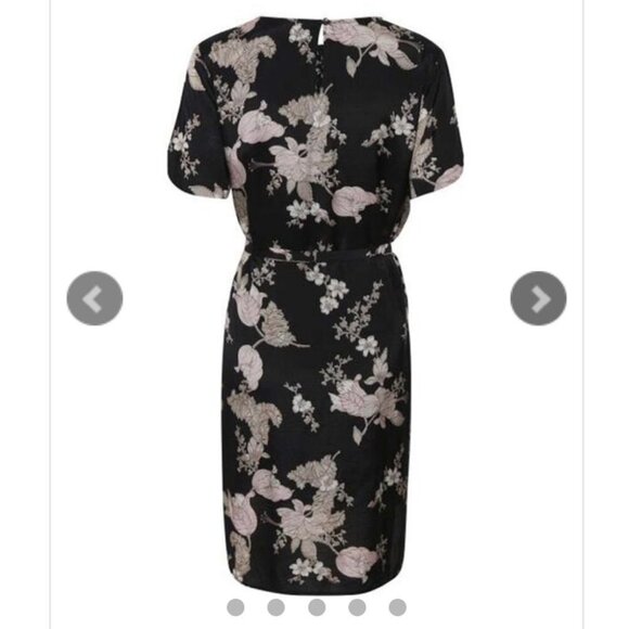 Kaffe  India Kajilli black floral mini dress lace illusion v neck EU 40 - Picture 3 of 16